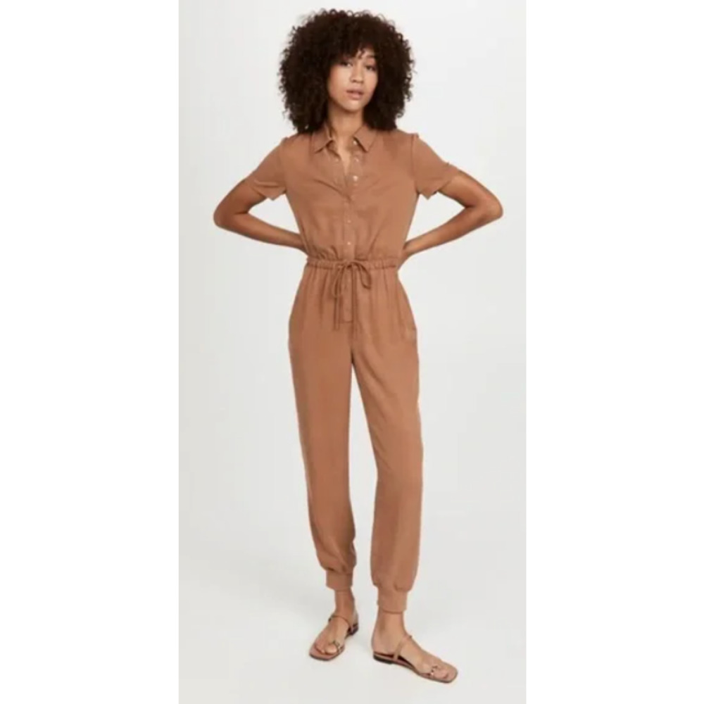 Alice + Olivia Xenia Collared Jumpsuit Camel Size 10